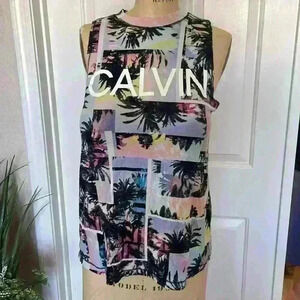 Calvin Klein Sleeveless crew neck tank top, size Small, Cool print